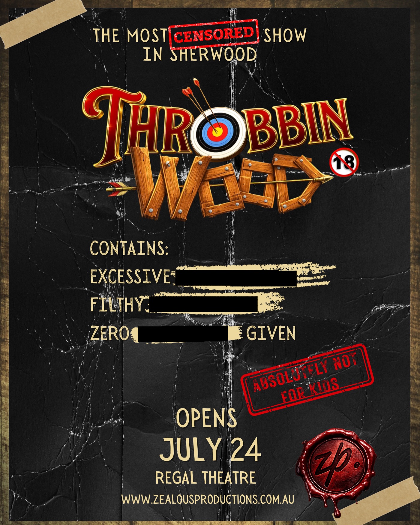 Throbbin Wood CENSORED campaign poster