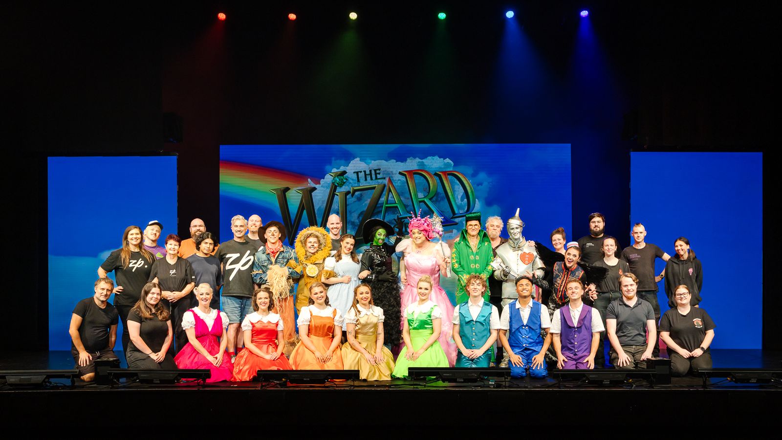 The full Wizard of Oz company on stage at the Regal Theatre, Subiaco, Zealous Productions Christmas pantomime, December 2025